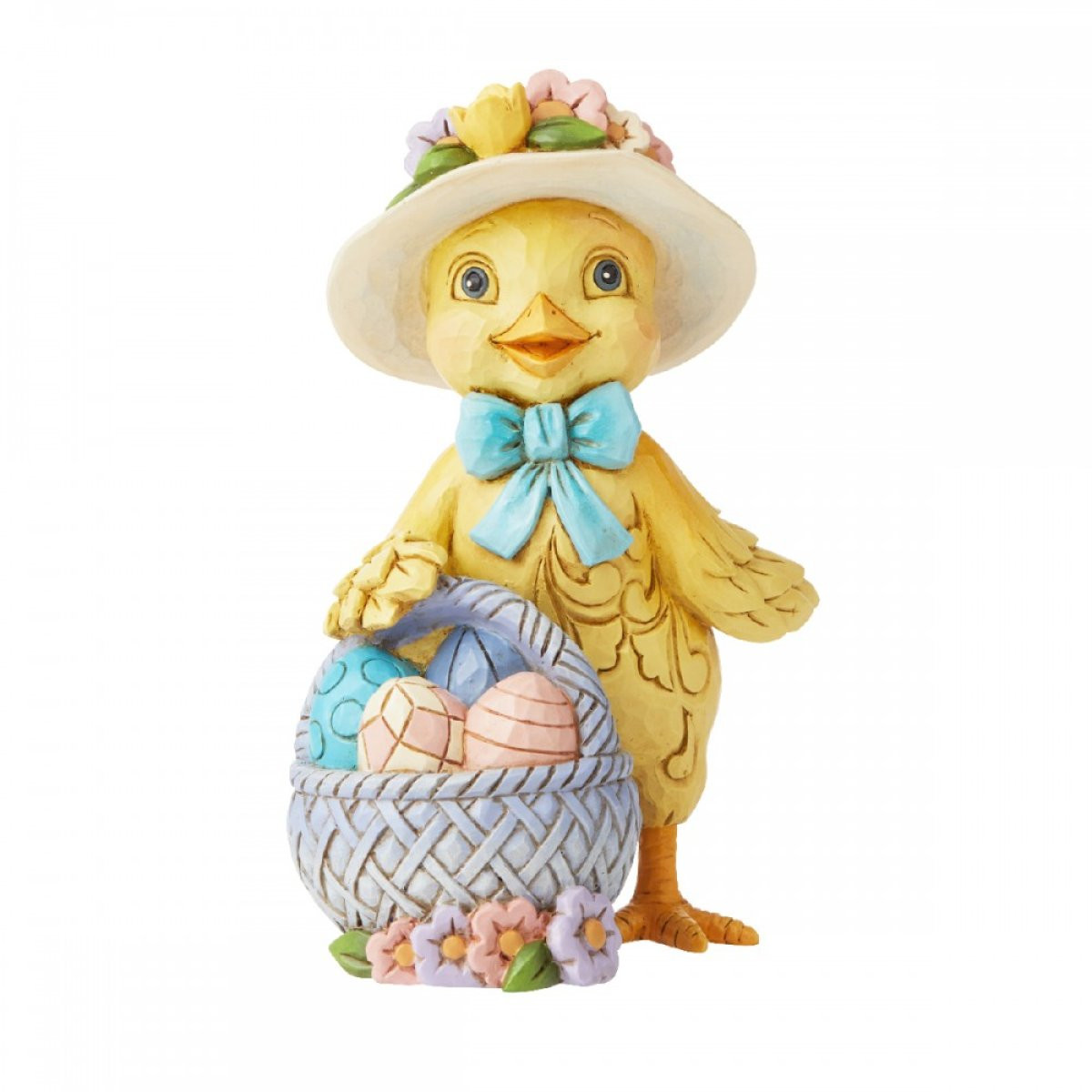 MINI FIGURA POLLITO CON CESTA DE PASCUA - JIM SHORE HEARTWOOD CREEK