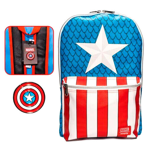 mochilas Capitán América con pin - Marvel Loungefly