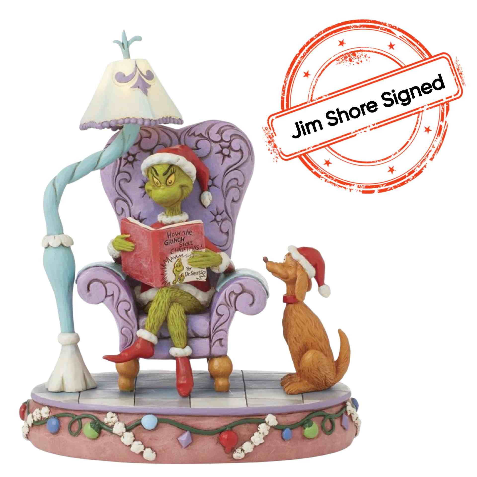 EDICIÓN LIMITADA GRINCH EN SILLA LEYENDO [FIRMADO POR JIM SHORE] - JIM SHORE GRINCH