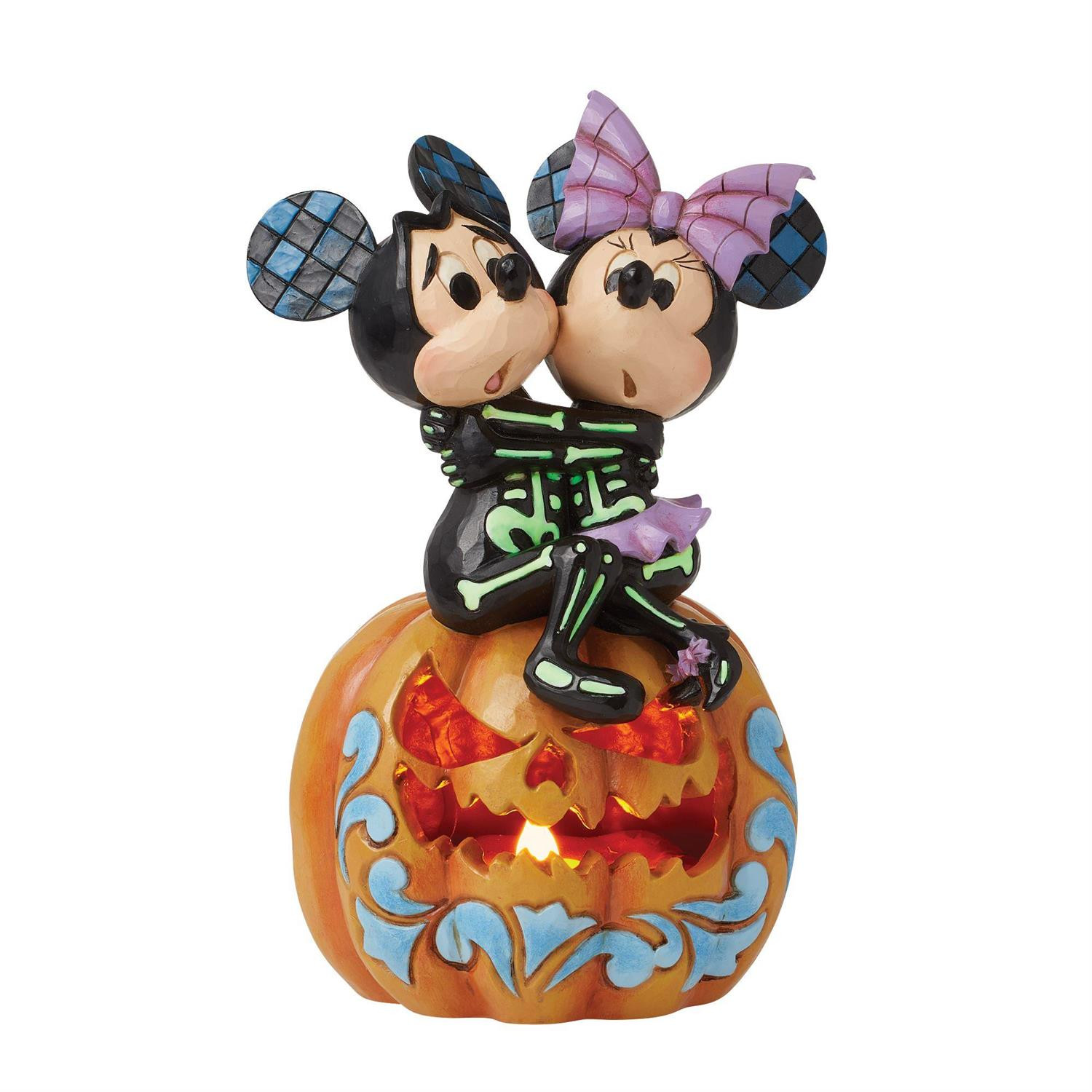 Figura de calabaza LED Mickey y Minnie Esqueletos - DISNEY TRADITIONS