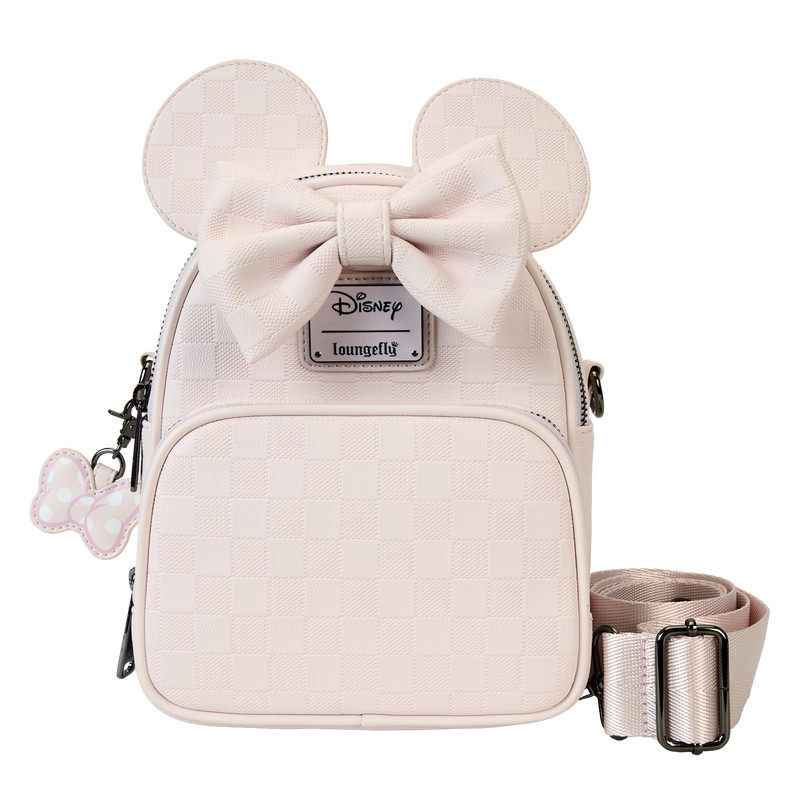 mini mochila y bolso bandolera con textura de cuadros de Minnie Mouse - DISNEY LOUNGEFLY