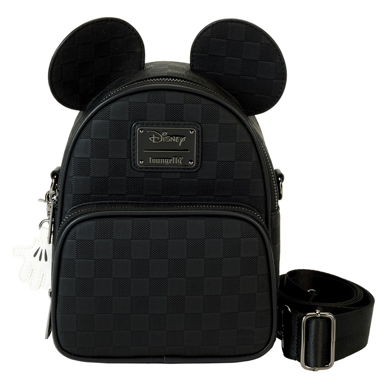 mini mochila convertible y bolso bandolera con textura de cuadros de Mickey Mouse - DISNEY LOUNGEFLY