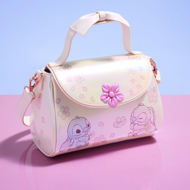 Bolso Bandolera con asa de lazo Stitch & Angel Cherry Blossom - DISNEY LOUNGEFLY