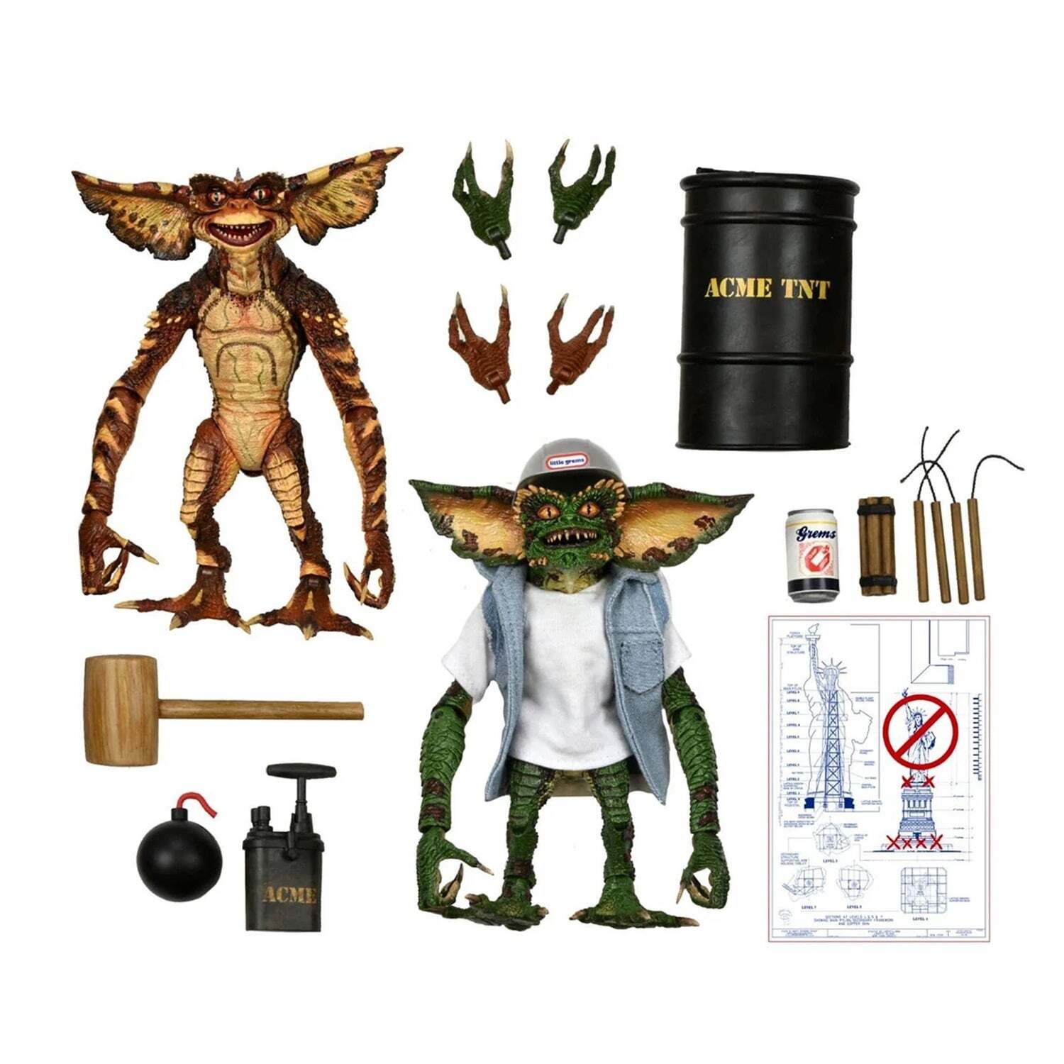 GREMLINS 2 - LA NUEVA GENERACIÓN FIGURA DE ACCIÓN A ESCALA DE 7” - PAQUETE DE 2 GREMLINS DE DEMOLICIÓN