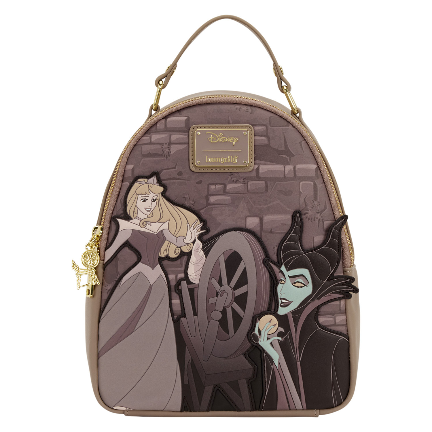 MINI MOCHILA AURORA Y MALÉFICA RUEDA GIRATORIA - DISNEY LOUNGEFLY LA BELLA DURMIENTE