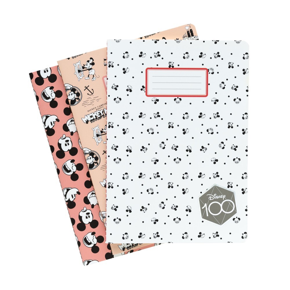 PACK DE 3 CUADERNOS A5 MICKEY MOUSE 100 ANIVERSARIO - DISNEY