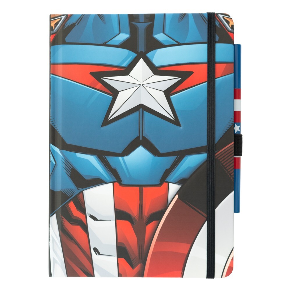CUADERNO UNIFORME PREMIUM A5 CON BOLÍGRAFO - MARVEL CAPITÁN AMÉRICA